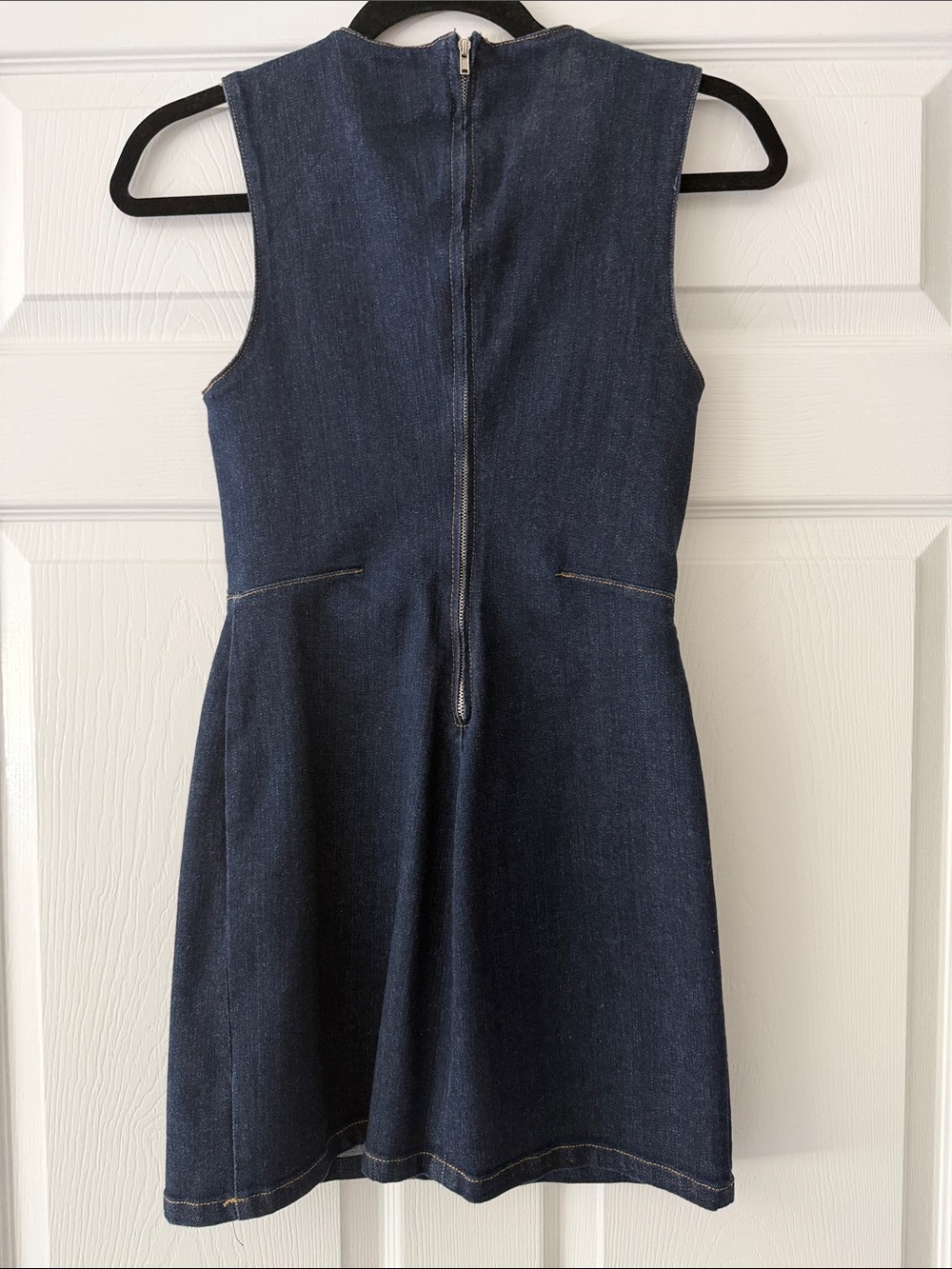 Zara Dark Blue Denim Sleeveless Mini Dress SIZE XS - Picture 3 of 9